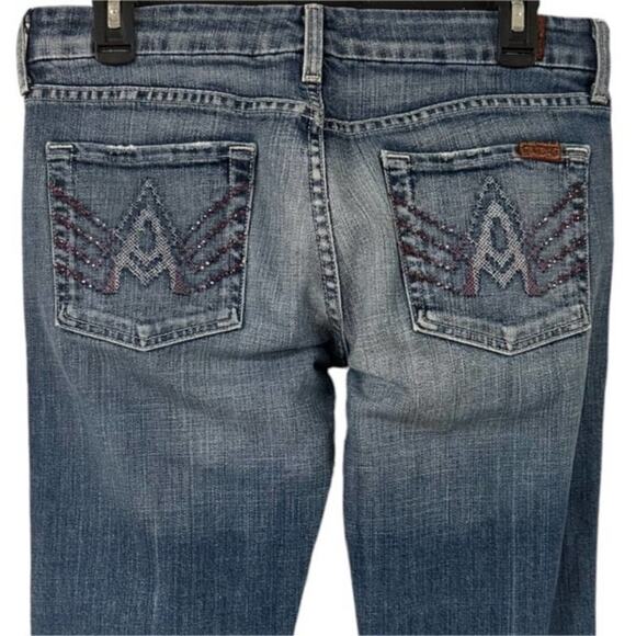 7 FOR ALL MANKIND Jeans Womens Size 27 Blue Embroidered “A” Pocket - Picture 3 of 5